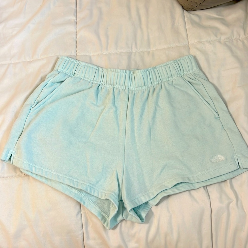 Light blue North Face sweat shorts